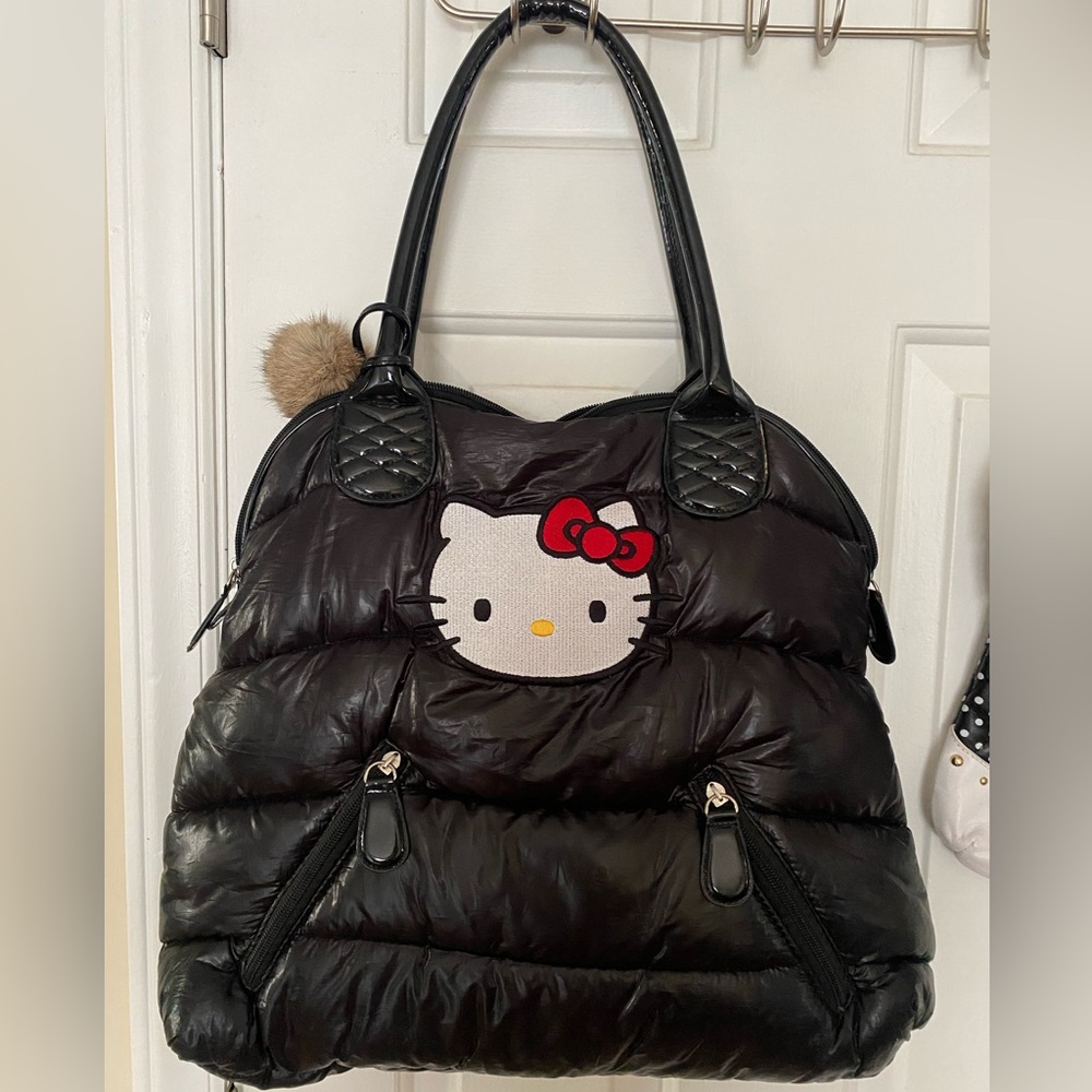 Hello Kitty Victoria Couture Quilted Black Large Travel Bag with Iconic Design